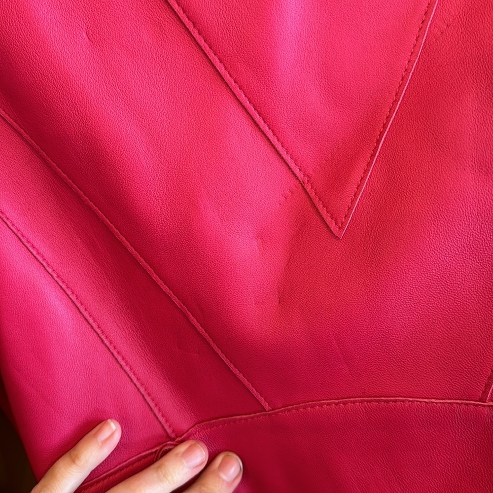 BCBGmaxazria hot pink lamb leather moto jacket XS - Picture 6 of 7